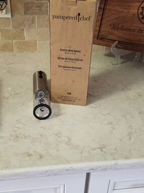 Pampered Chef Stainless Steel and Black Electric Wine Opener